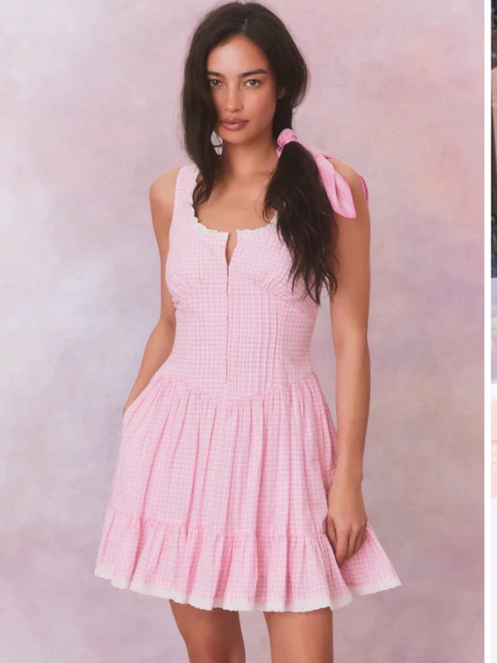 LoveShackFancy Dresses & Skirts - LoveShackFancy Gingham Ceronne Mini Dress in SunKissed Rose